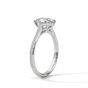 2.0ct Oval Cut Moissanite <b>Solitaire</b> <b>Ring</b> with Pave Set Band 925 Sterling <b>Silver</b> Engagement Band - Product Image 4