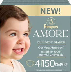Pampers Amore, Talla 0 (hasta 4.5 kg), 128 Unidades, Nuestro Mejor Pañal - Hipoalergénico y Sin Fragancia, Hasta un 100% a Prueba de Fugas - Product Image 3