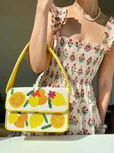 Bolso con cuentas multicolor con asa, bolso de mano, bolso de mano informal, artesanía india, hecho a mano, bolso Baguette, - Product Image 4