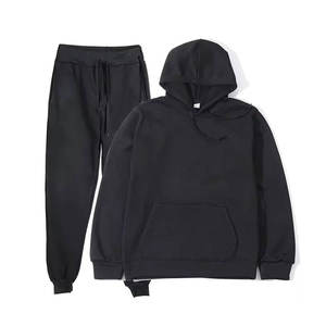 Ensemble de survêtement unisexe décontracté style streetwear coupe régulière à capuche imprimé uni avec strass, pantalon de jogging d'hiver 100% coton respirant 2-en-1 - Product Image 2