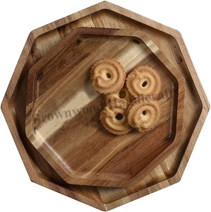 Bandeja de forma octogonal de madera de mango Suministro de hotel de restaurante de alta calidad de fabricante indio Proveedor a la Mejor fábrica al por mayor - Product Image 5
