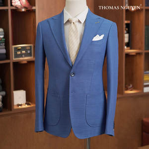 [Colección de Color Natural] Traje de Dos Piezas de Lujo para Hombre - Chaqueta y Pantalones Azul Playa - Hecho a Mano en Vietnam - Product Image 5