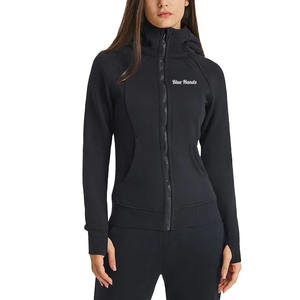 Femmes nouveauté à manches longues polaire à capuche épais chaud respirant Fitness Yoga Gym entraînement porter séchage rapide avec motif imprimé - Product Image 1