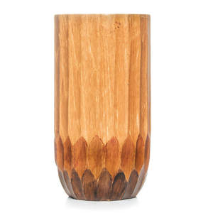 Petit gobelet rainuré en bois de teck - Product Image 2