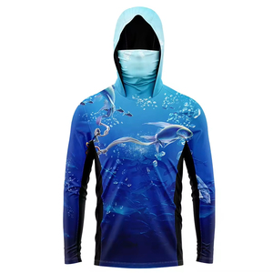 Conception personnalisée OEM Impression par sublimation complète Manches longues Performance Polyester Spandex Vêtements de pêche Chemises à capuche - Product Image 4