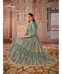 Long <b>Shirts</b> with Modest Coats for Women in <b>White</b> Fork Style Boutique Salwar Kameez Design - Product Image 3