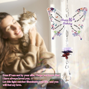 Atrapasueños de Mariposa para el 16.º Cumpleaños con Colgante de Cristal Morado, Adorno Colgante Acrílico Arcoíris para Regalo de Quinceañera - Product Image 4