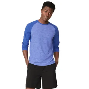 Camiseta raglan masculina personalizada, camiseta raglan de manga longa unissex, camiseta básica unissex de cor contraste, novo design