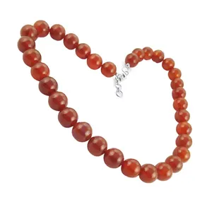 Collier vintage en perles de cornaline pour femme, style bohème religieux classique avec pompon en bois et perles, bijou cadeau - Product Image 1