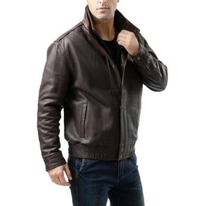 Wholesale <b>Men</b> Genuine Sheep Leather <b>Jacket</b> Winter Motorcycle Biker Coat Zipper Custom Logo OEM ODM Factory Supply Trending 2026 - Product Image 2