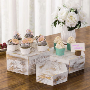 ขายร้อนไม้รูปหกเหลี่ยมเค้กคัพเค้กขาตั้งจอแสดงผลในราคาต่ํา - Product Image 3