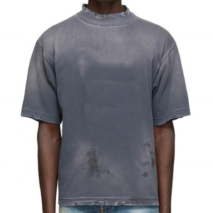 T-shirts OEM lavés à l'acide T-shirts vintage pour hommes T-shirts vieillis Impression personnalisée T-shirt surdimensionné pour hommes - Product Image 1