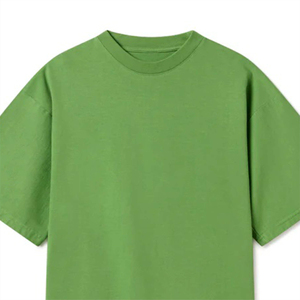 T-shirt vert surdimensionné en coton épais unisexe avec logo imprimé sur le devant et à manches courtes Streetwear décontracté t-shirt blanc vente en gros - Product Image 4