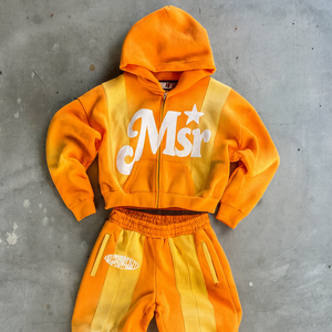 Conjunto de Sudadera con Capucha y Pantalones Deportivos de Pierna Recta con Estampado Personalizado de 400 g/m², Costuras en Contraste y Cremallera para Hombre - Product Image 2