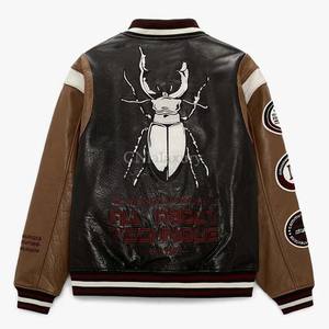 Veste de moto en cuir pour hommes, nouveau style, broderie printemps-automne, baseball, loisirs universitaires, grande taille, respirante - Product Image 2