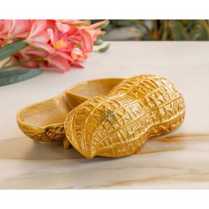 IndianArtVilla Gold Brass Finish Decorative <b>Box</b> with Peanut Design Shape-Storage for Dry Fruits, <b>Sweets</b> & Home Decor - Product Image 3