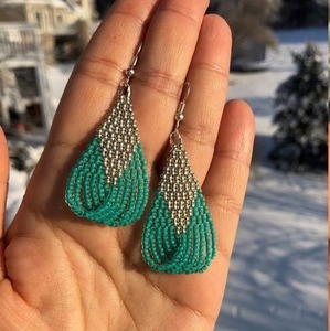 Boucles d'oreilles en perles de verre faites à la main bijoux bohème colorés pour femmes - Product Image 2