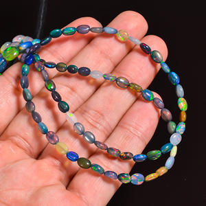 Cuentas de ópalo, cuentas lisas ovaladas de ópalo etíope negro, cuentas de ópalo de fuego llamativas, cuentas de piedras preciosas de ópalo, cuentas de ópalo negro para joyería - Product Image 3