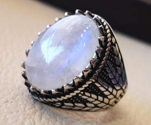 Wholesale Men <b>Ring</b> New Arrival Natural Rainbow <b>Moonstone</b> Gemstone Turkey Mens Signet <b>Ring</b> Jewelry 925 Sterling Silver <b>Ring</b> - Product Image 4