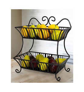 Cesta de frutas de hierro tradicional estilo granja con características rústicas premium y Marco de metal resistente - Product Image 2