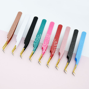 Premium Fiber Tip Lash Tweezers 45 Degree Nano Grip Eyelash Extension Tweezers Private Label Stainless Steel Beauty Tool - Product Image 1