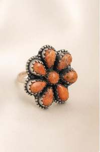 Anillo de plata de ley 925 con forma de ostra naranja, anillo chapado en oro amarillo y oro rosa, anillo hecho a mano para mujer - Product Image 5