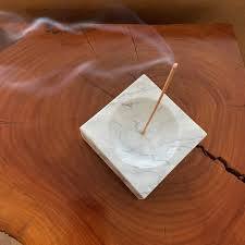 Porte-encens en marbre blanc naturel, style bol, artisanal, support pour bâtonnets d'encens en pierre, rond, en marbre, brûleur d'arômes, minimaliste, méditation - Product Image 4