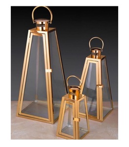 Ensemble de 3 lanternes à bougie en verre fini fer métal antique de haute qualité nouveau Design lanterne suspendue pour la décoration de Noël à la maison - Product Image 1