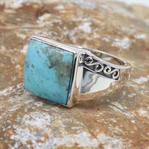 Anillo de hombre turquesa, anillo para hombre, anillo de plata esterlina sólida, anillo hecho a mano para él - Product Image 4