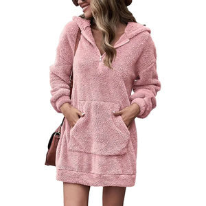 Sudadera con capucha de gran tamaño para mujer de último diseño Sherpa Pullover Sudadera de lana difusa con logotipo Hecho en Pakistán Trajes de chándal - Product Image 3