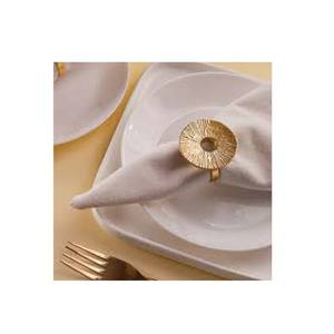 Rond de serviette en plaqué or motif fleur Rond de serviette fait main pour décoration de table Rond de serviette - Product Image 1