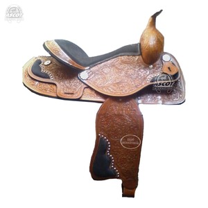 Vente en gros de selles Western haut de gamme en cuir véritable avec siège en daim, accessoires d'équitation confortables - Product Image 5