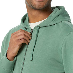 Sweatshirts à capuche slim vert sauge avec logo imprimé personnalisé Full Zip Sports Plain Broderie Basics Coton mélangé Sweats à capuche et sweatshirts pour hommes - Product Image 3