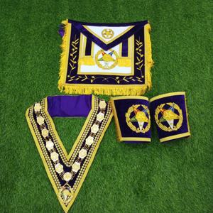 NOUVEAU TABLIER MASONIC REGALIA GRAND ASSOCIATE PATRON AVEC COLLIER ET MANCHETTES-HSE - Product Image 1