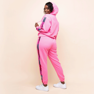 Ensemble de survêtement de sport d'hiver pour femmes, haut court en molleton de coton, long, 2 pièces - Product Image 4