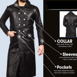 New Custom High Quality Winter <b>Long</b> <b>Coat</b> <b>Lightweight</b> Wholesale Price Leather <b>Coat</b> For Men - Product Image 3