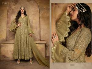 Heavy Fox-traje Anarkali para mujer, ropa de seda bordada, para trabajo de Salwar Kameez, para boda y vestidos de función tradicional - Product Image 2