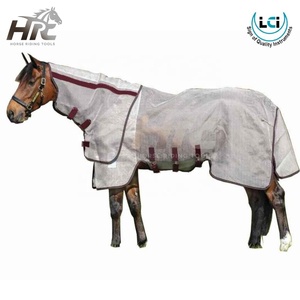 Équipement équin : Couverture anti-mouches pour chevaux en gros, produits équestres, couverture en maille anti-mouches à capuche avec cache-cou amovible par LCI - Product Image 6