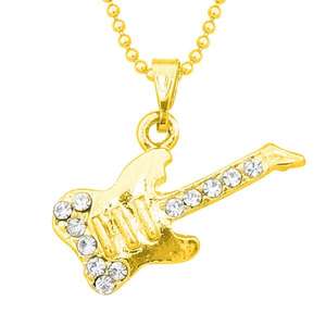 Colgante de cadena de guitarra de piedra austriaca chapada en oro Regina Material de aleación de Zinc duradero - Product Image 1