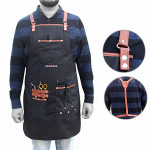 2025 Customized Blue <b>Denim</b> Barber Bib <b>Apron</b> Salon and Chef Work Wear With Leather Straps <b>Aprons</b> for Men - Product Image 5