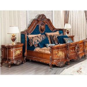 เตียงโบราณแกะสลักสไตล์มหาราชาอินเดีย เตียงแกะสลักมหาราชาสีวอลนัท เตียงแกะสลักลายละเอียดสไตล์มหาราชา - Product Image 1