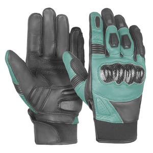 Gants thermiques d'été en cuir pour motards pour hommes Gants de moto en cuir véritable vert pour hommes - Product Image 1