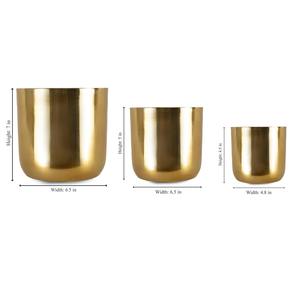 Elegante Juego de 3 Macetas Doradas de Pared Estilo Maceta para Decoración de Interiores Contemporánea y Decoración Multiusos - Product Image 6