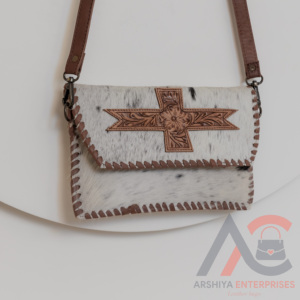 Cheveux faits à la main sur la peau et usiné à la main Mini sac à bandoulière pour femmes en cuir véritable Western sac à main de qualité supérieure sac à main en peau de vache - Product Image 4