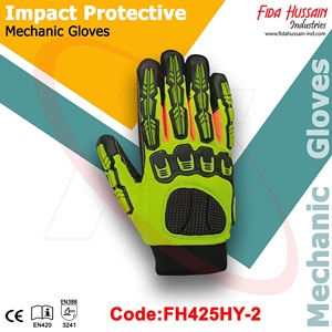 Gants de mécanicien anti-vibrations protégés contre les chocs en cuir synthétique Gants de sécurité résistants aux chocs TPR guantes de impacto - Product Image 4