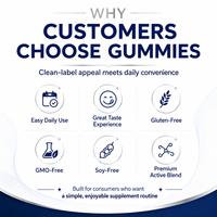 Bonbons gommeux antioxydants sans gluten au bleu de méthylène 5 mg, marque privée OEM, emballage personnalisé, pour l'énergie, la mémoire, la concentration et la santé cérébrale des adultes