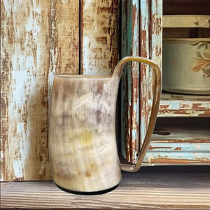 Taza de cuerno al por mayor, taza de café de acero inoxidable personalizada con bambú, taza de cerveza, vino, té de cuerno de búfalo natural, herramientas de bar de cuerno vikingo - Product Image 2