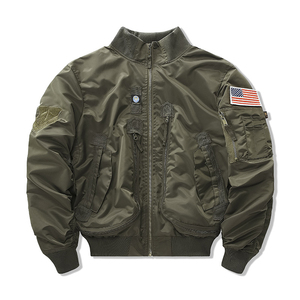 OEM diseño personalizado Streetwear Nylon Varsity camuflaje piloto chaqueta invierno cremallera al aire libre vuelo satén hombres chaqueta Bomber - Product Image 3