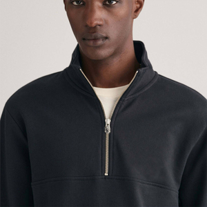 Pull à col montant pour homme, couleur unie noire, sweat-shirt à manches longues, col montant, streetwear décontracté, polaire léger - Product Image 4