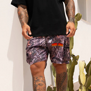 Short de basket-ball imprimé camouflage personnalisé en gros pour hommes Short de courte longueur d'entrejambe respirant Hip Hop Jogging de 5 pouces - Product Image 4